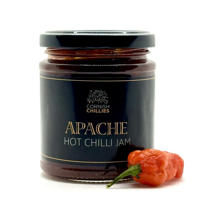 An image of a jar of Apache Hot Chilli jam