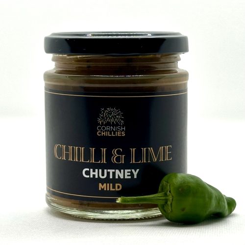 An image of a jar of mild Chilli and Lime chutney